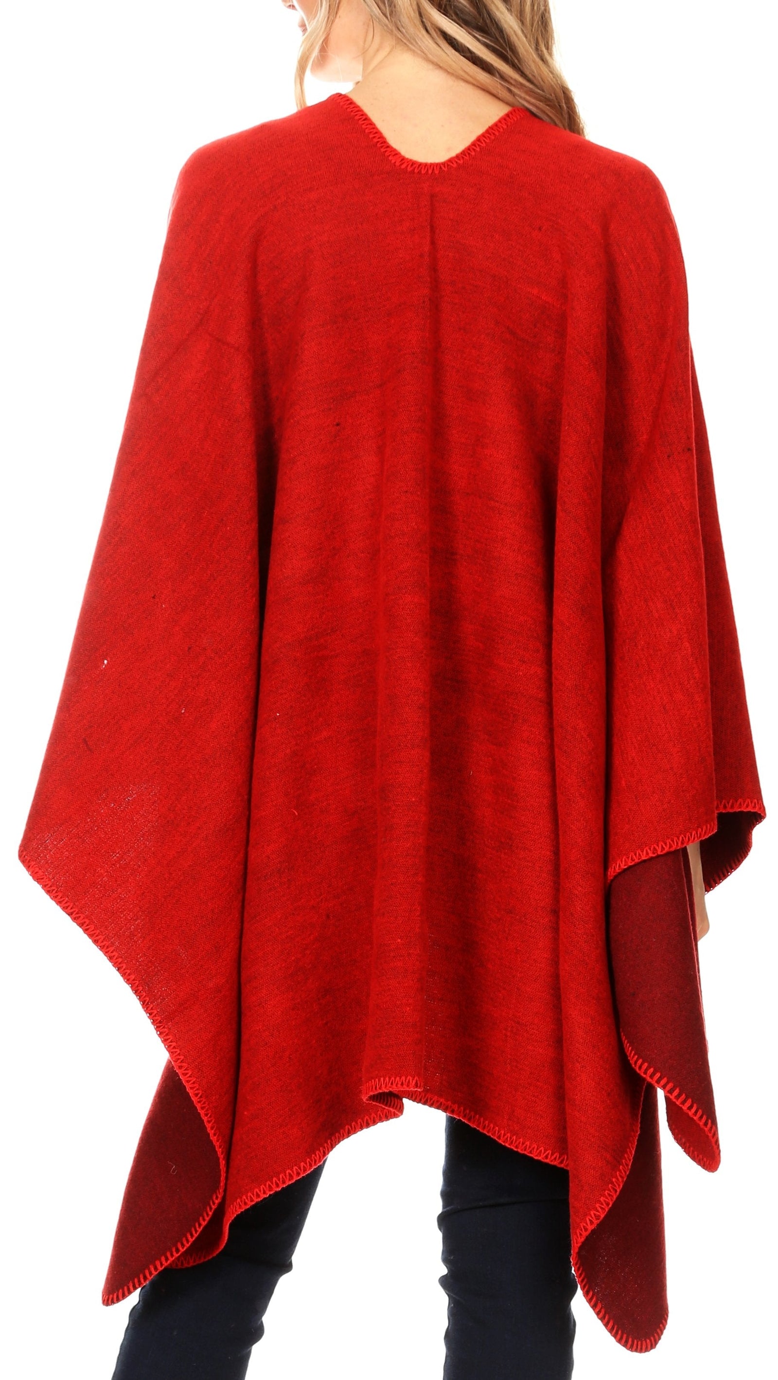 Poncho chal grande reversible para mujer Sakkas Mari, bufanda, capa, ruana y manta