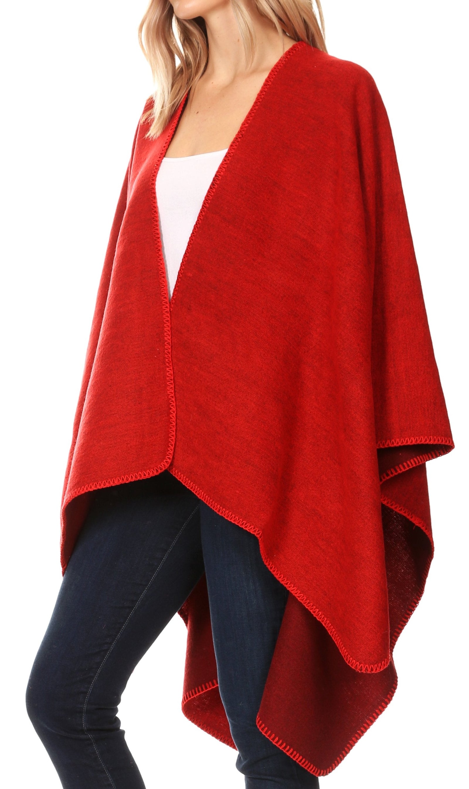 Poncho chal grande reversible para mujer Sakkas Mari, bufanda, capa, ruana y manta