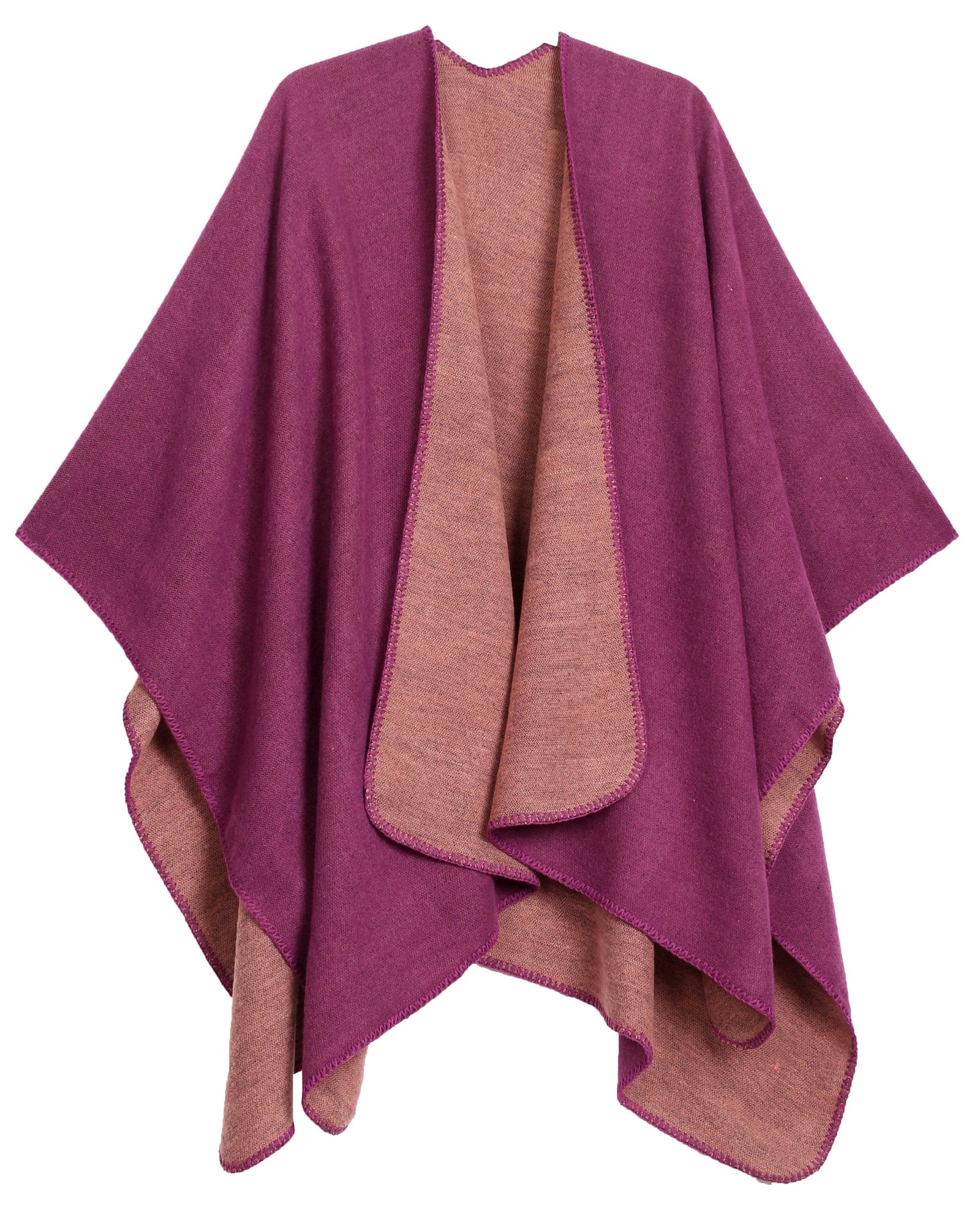Poncho chal grande reversible para mujer Sakkas Mari, bufanda, capa, ruana y manta