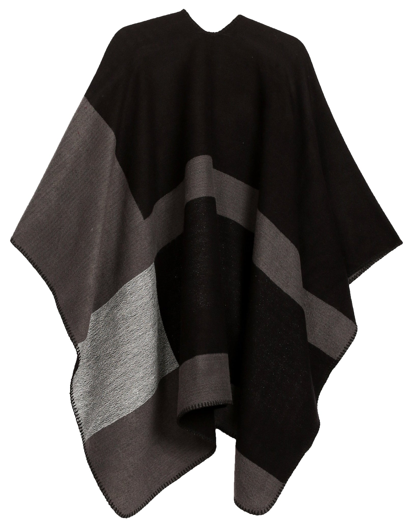 Poncho chal grande reversible para mujer Sakkas Mari, bufanda, capa, ruana y manta