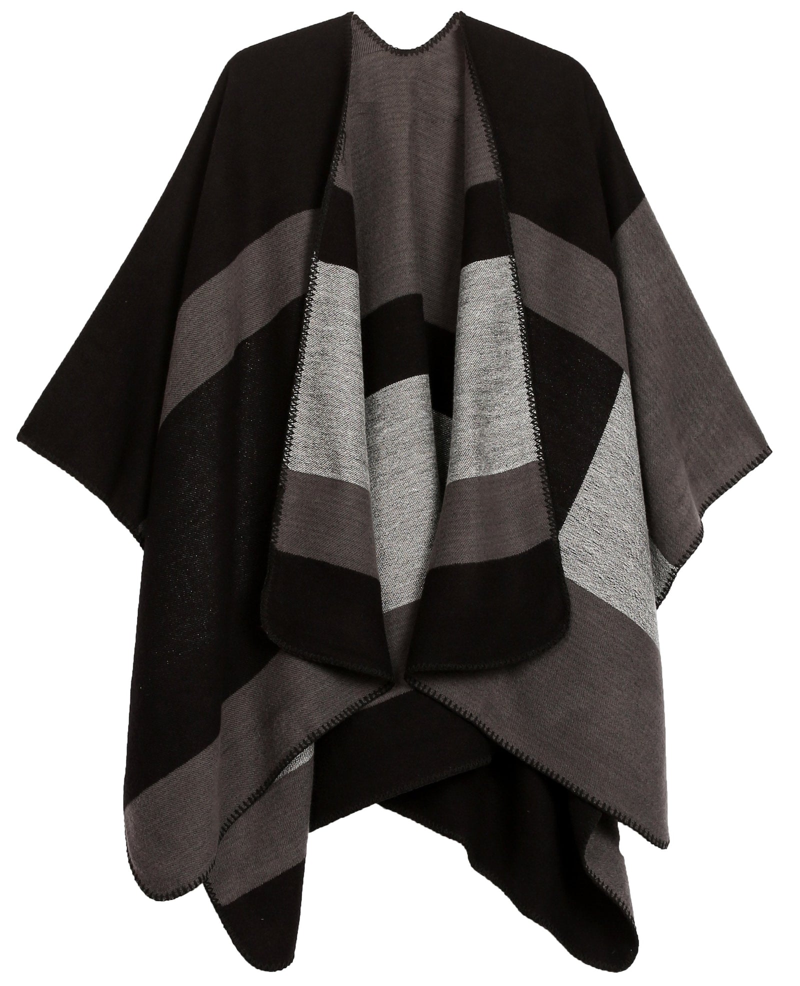 Poncho chal grande reversible para mujer Sakkas Mari, bufanda, capa, ruana y manta
