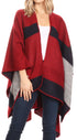 Poncho chal grande reversible para mujer Sakkas Mari, bufanda, capa, ruana y manta