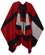 Poncho chal grande reversible para mujer Sakkas Mari, bufanda, capa, ruana y manta