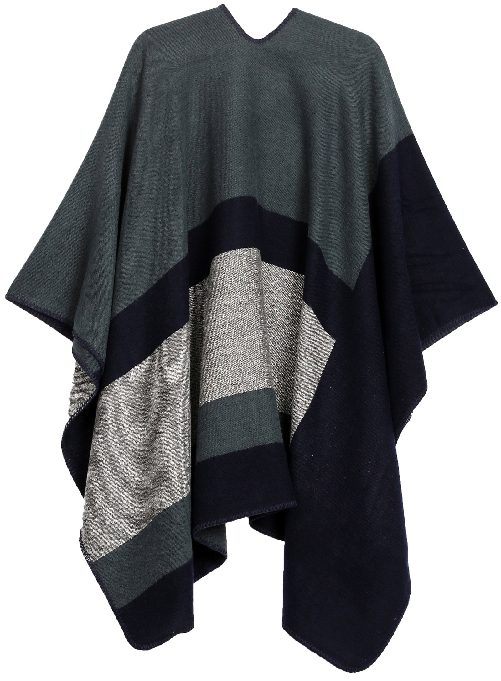 Poncho chal grande reversible para mujer Sakkas Mari, bufanda, capa, ruana y manta