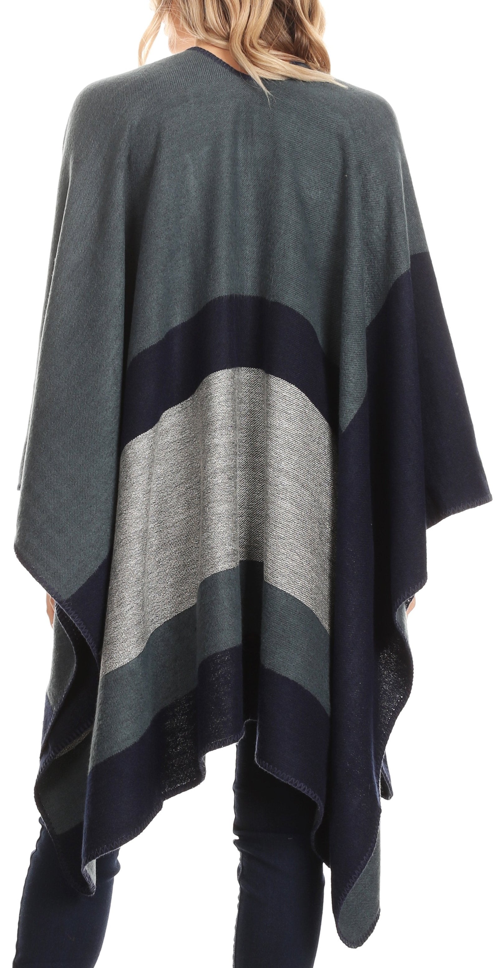 Poncho chal grande reversible para mujer Sakkas Mari, bufanda, capa, ruana y manta