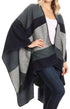 Poncho chal grande reversible para mujer Sakkas Mari, bufanda, capa, ruana y manta