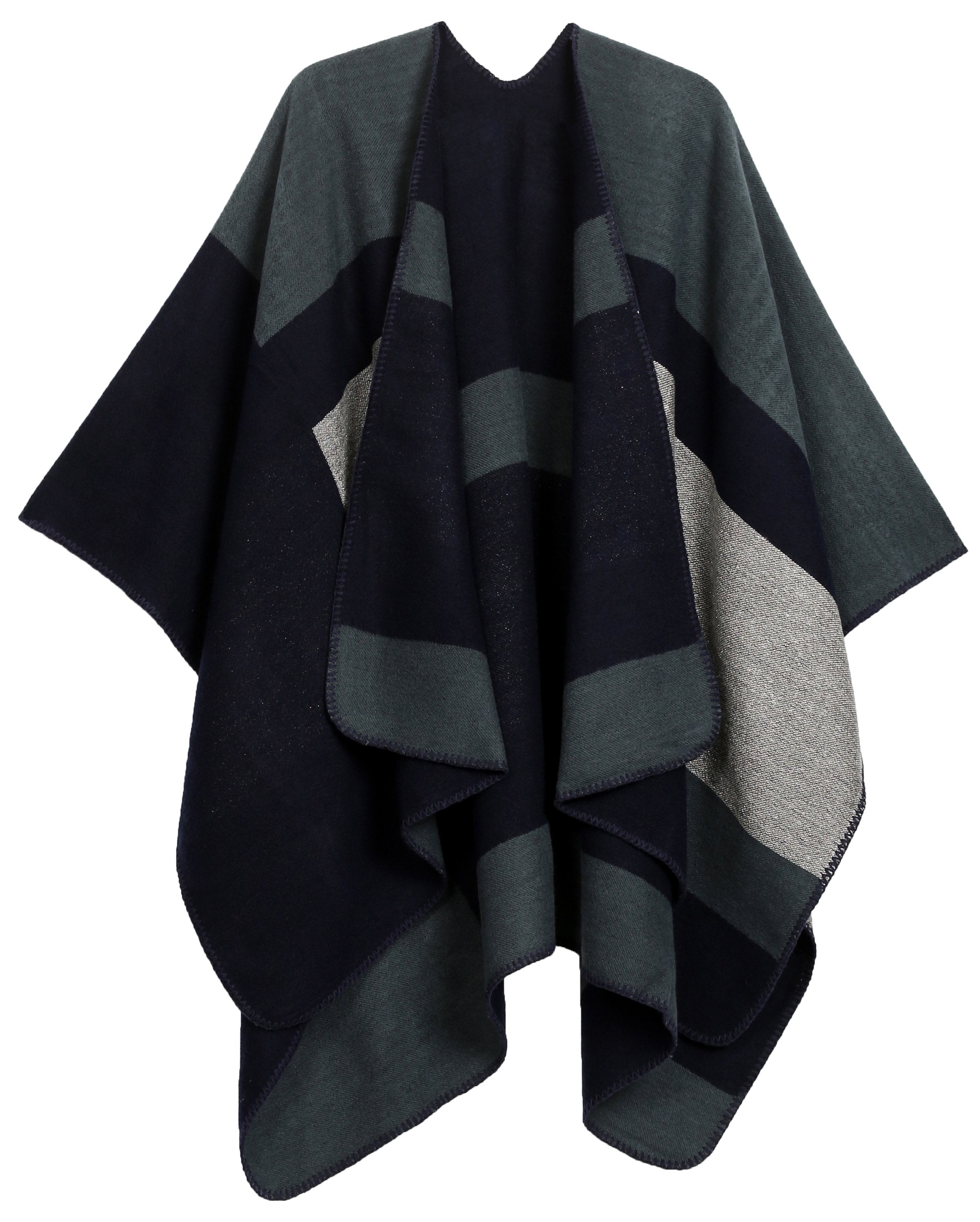 Poncho chal grande reversible para mujer Sakkas Mari, bufanda, capa, ruana y manta