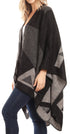 Poncho chal grande reversible para mujer Sakkas Mari, bufanda, capa, ruana y manta