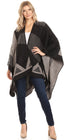 Poncho chal grande reversible para mujer Sakkas Mari, bufanda, capa, ruana y manta
