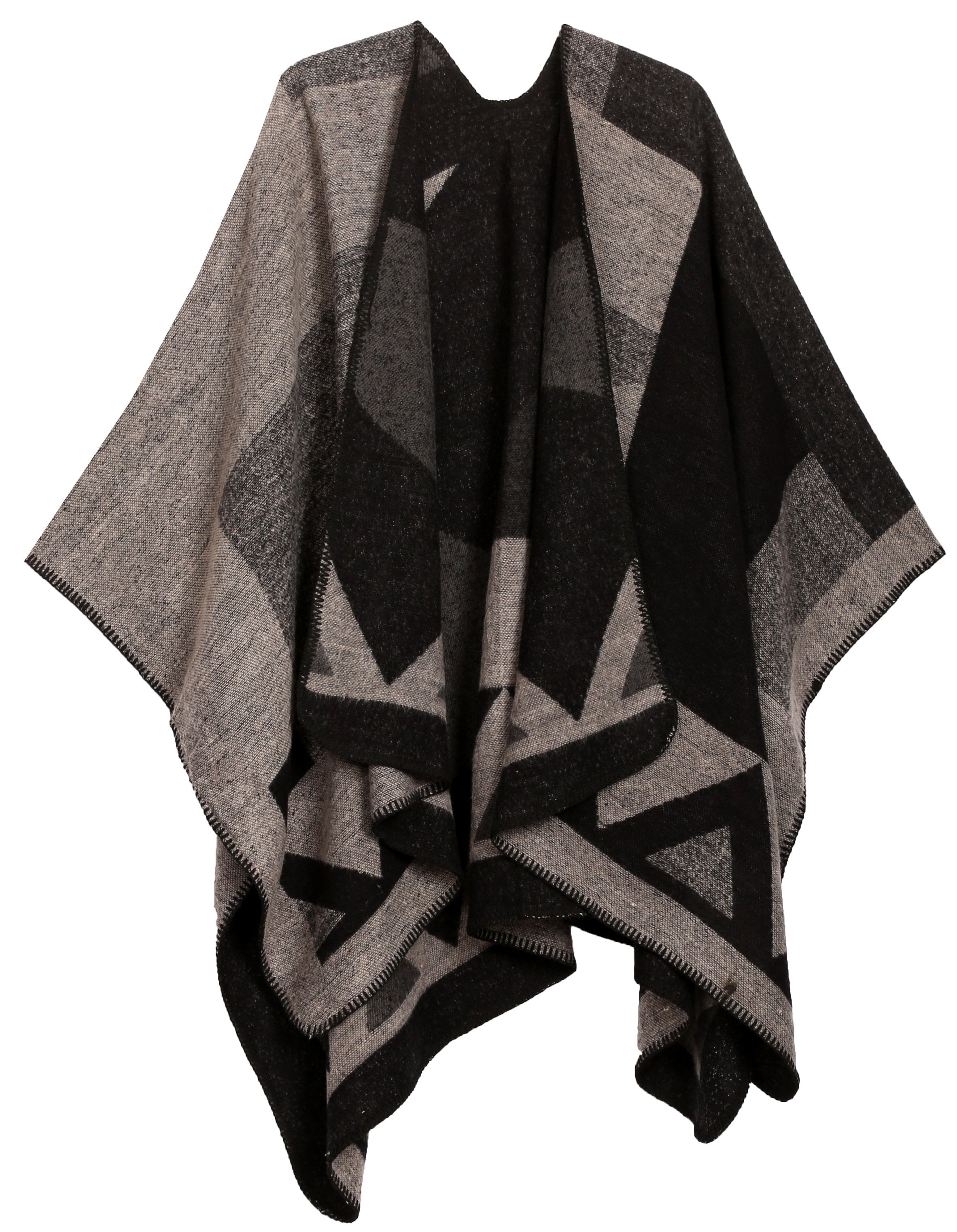 Poncho chal grande reversible para mujer Sakkas Mari, bufanda, capa, ruana y manta