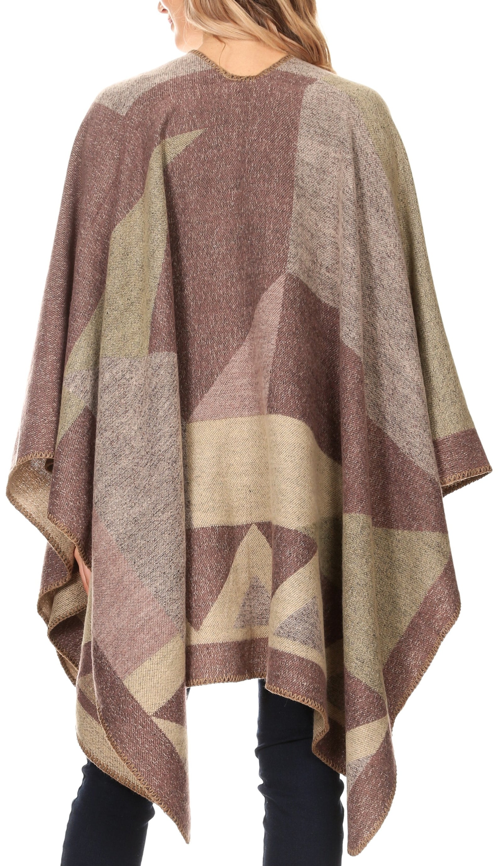 Poncho chal grande reversible para mujer Sakkas Mari, bufanda, capa, ruana y manta