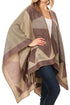 Poncho chal grande reversible para mujer Sakkas Mari, bufanda, capa, ruana y manta