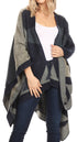 Poncho chal grande reversible para mujer Sakkas Mari, bufanda, capa, ruana y manta