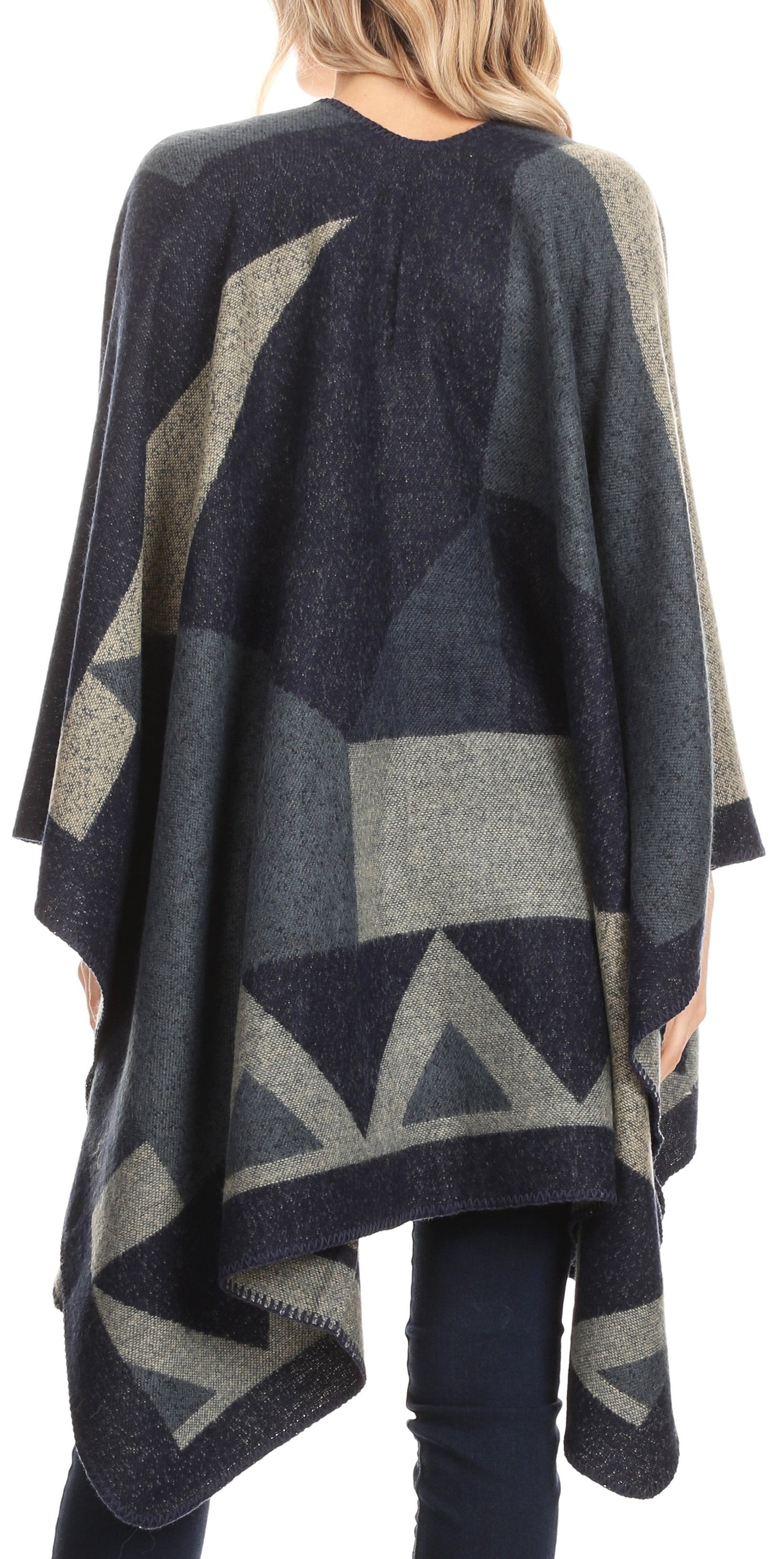Poncho chal grande reversible para mujer Sakkas Mari, bufanda, capa, ruana y manta