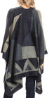 Poncho chal grande reversible para mujer Sakkas Mari, bufanda, capa, ruana y manta