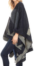 Poncho chal grande reversible para mujer Sakkas Mari, bufanda, capa, ruana y manta