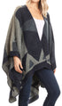 Poncho chal grande reversible para mujer Sakkas Mari, bufanda, capa, ruana y manta
