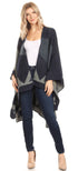 Poncho chal grande reversible para mujer Sakkas Mari, bufanda, capa, ruana y manta