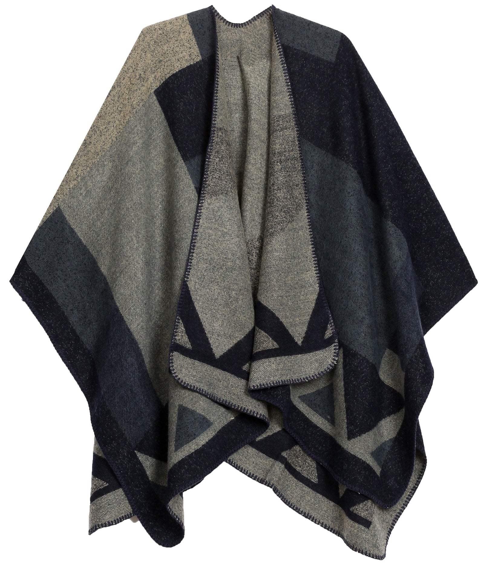 Poncho chal grande reversible para mujer Sakkas Mari, bufanda, capa, ruana y manta