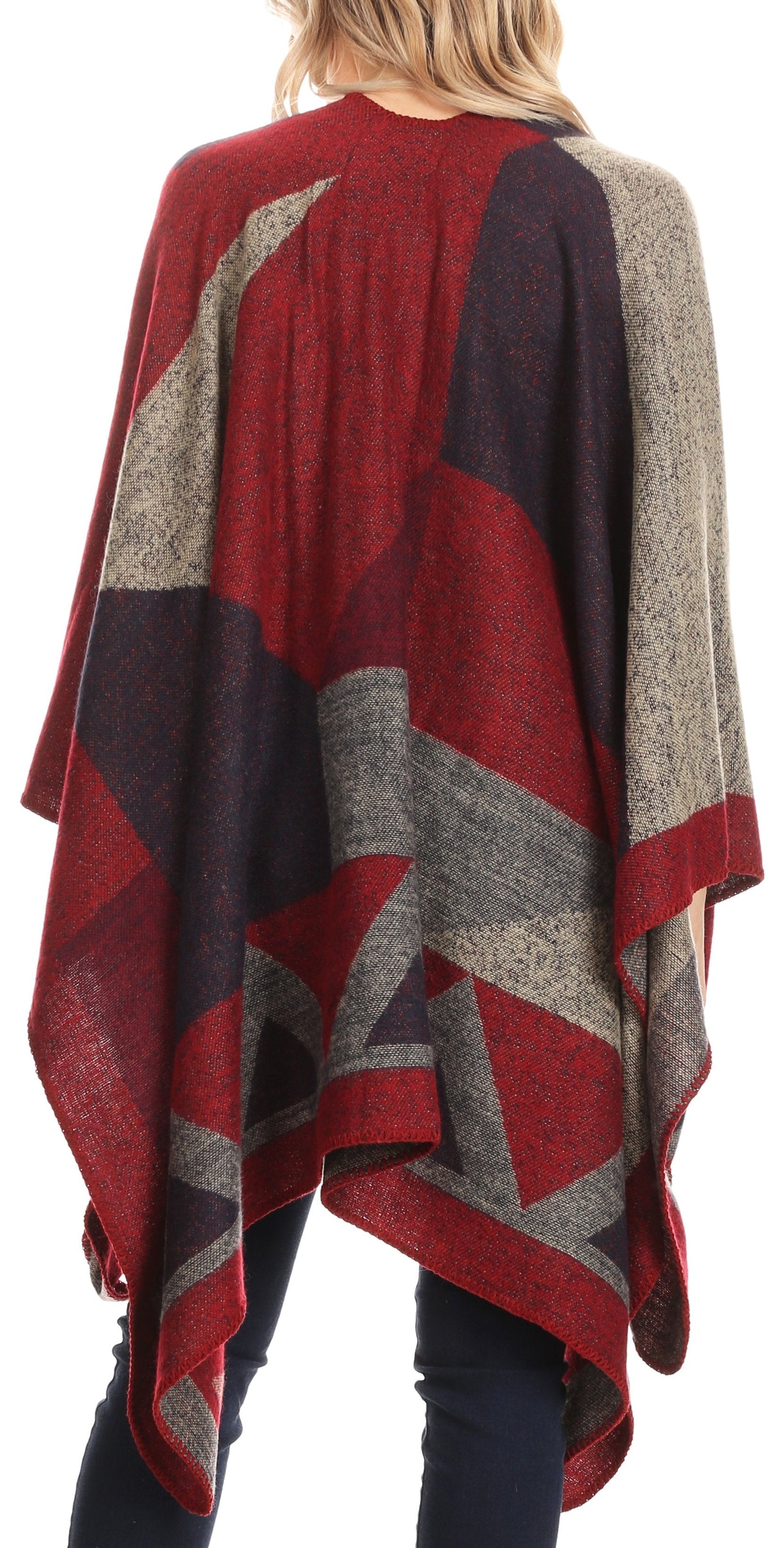 Poncho chal grande reversible para mujer Sakkas Mari, bufanda, capa, ruana y manta