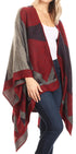 Poncho chal grande reversible para mujer Sakkas Mari, bufanda, capa, ruana y manta