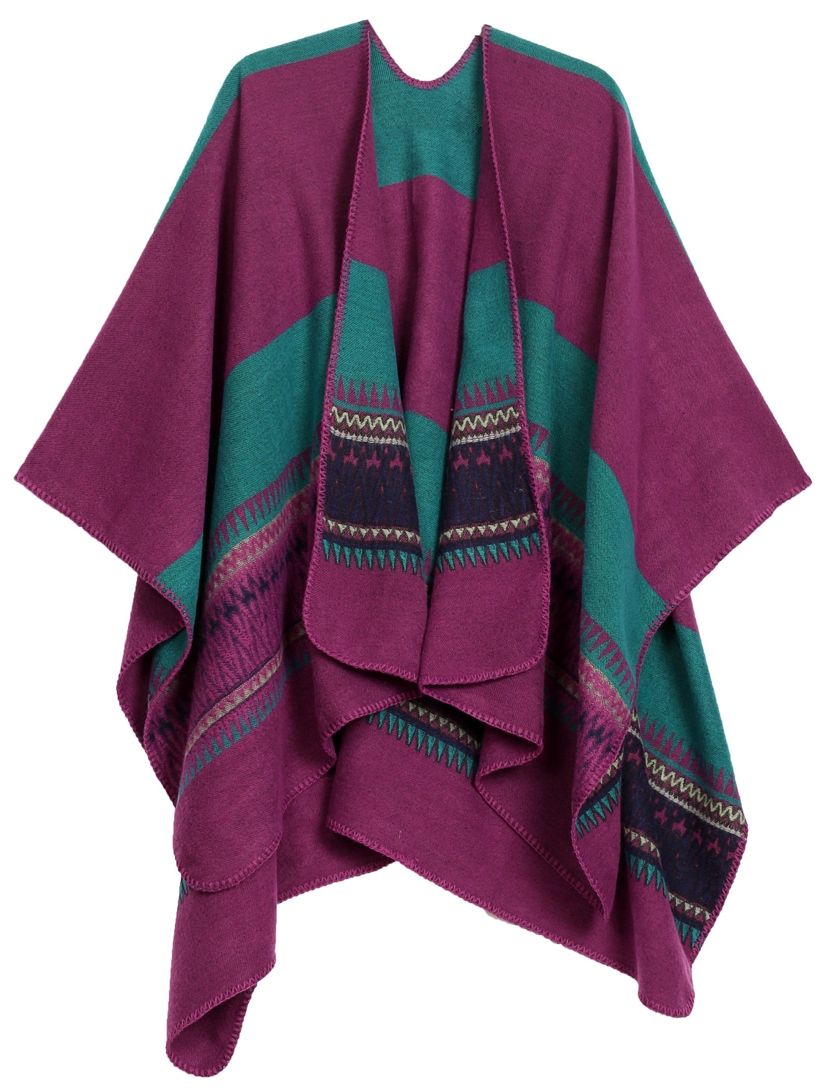 Poncho chal grande reversible para mujer Sakkas Mari, bufanda, capa, ruana y manta