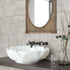 Lavabo de baño con forma de flor de mármol blanco de Carrara pulido (diámetro de 17" y alto de 6")