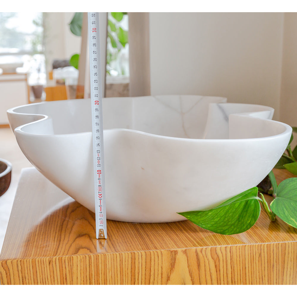 Natural Stone Carrara White Marble Above Counter Artistic Vessel Sink Polished (W)24.5