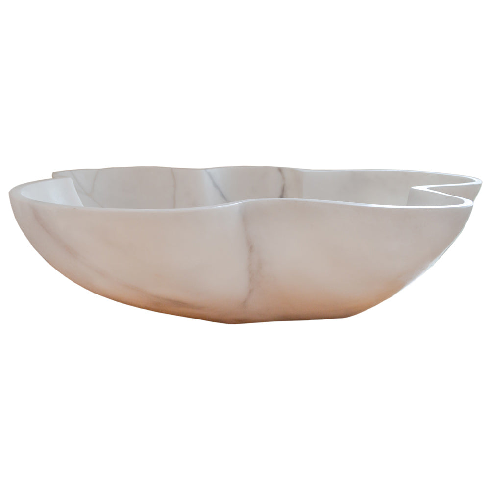 Natural Stone Carrara White Marble Above Counter Artistic Vessel Sink Polished (W)24.5
