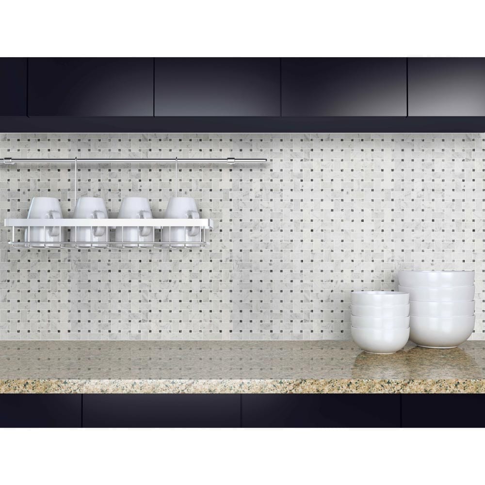 Carrara White Basketweave Pattern 12