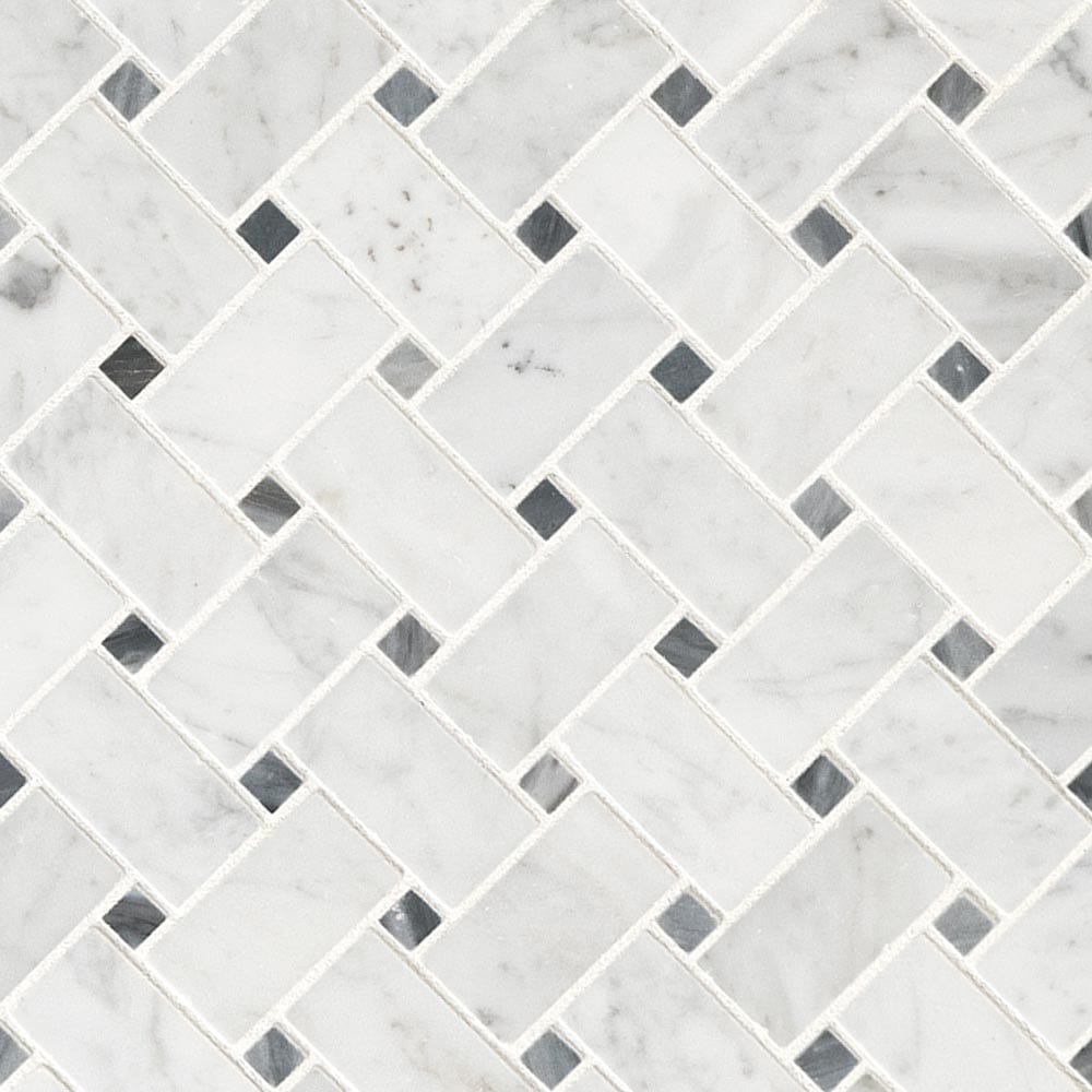 Carrara White Basketweave Pattern 12