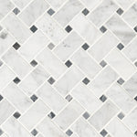 Carrara White Basketweave Pattern 12"x12" Honed Marble Mesh-Mounted Mosaic Tile- MSI Collection