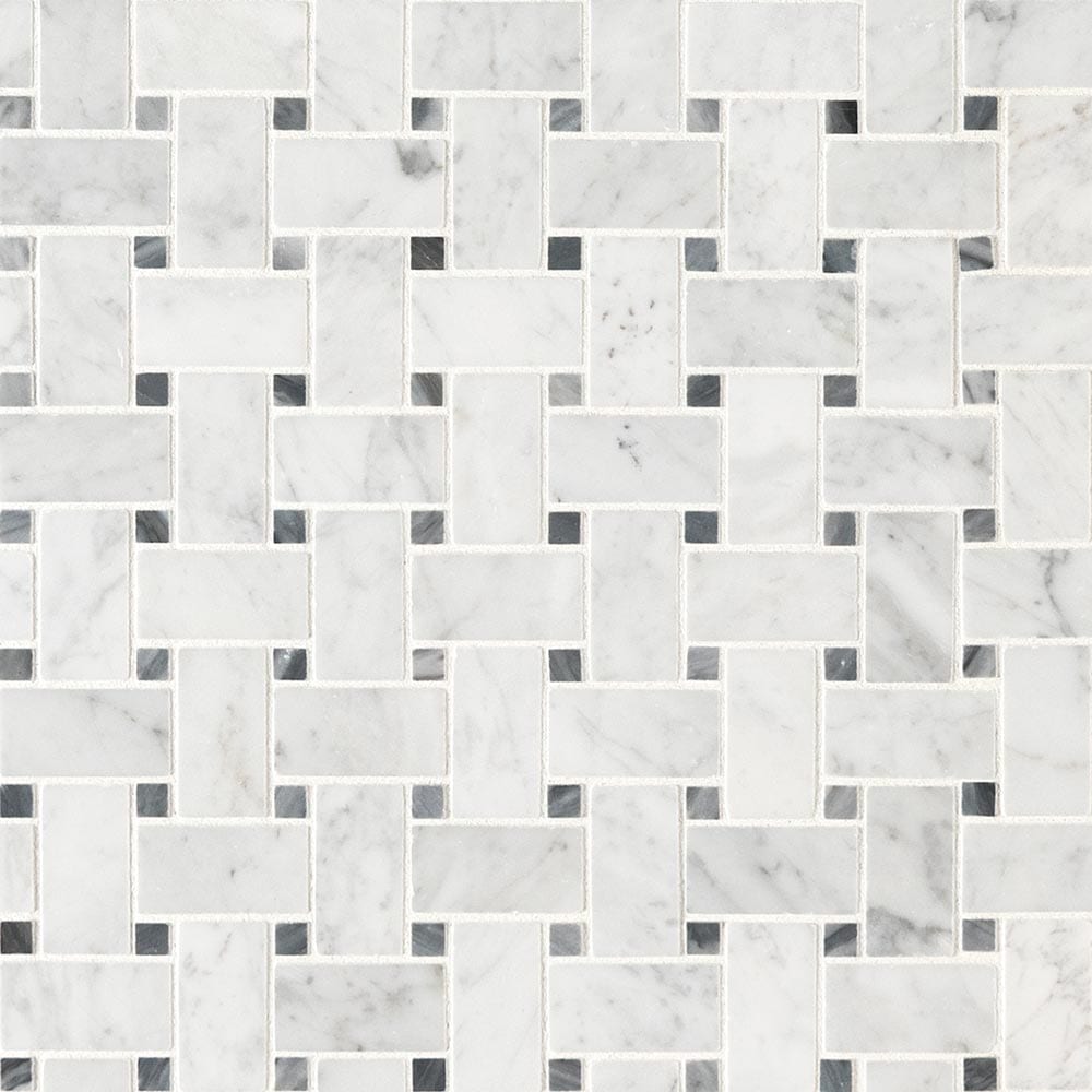Carrara White Basketweave Pattern 12