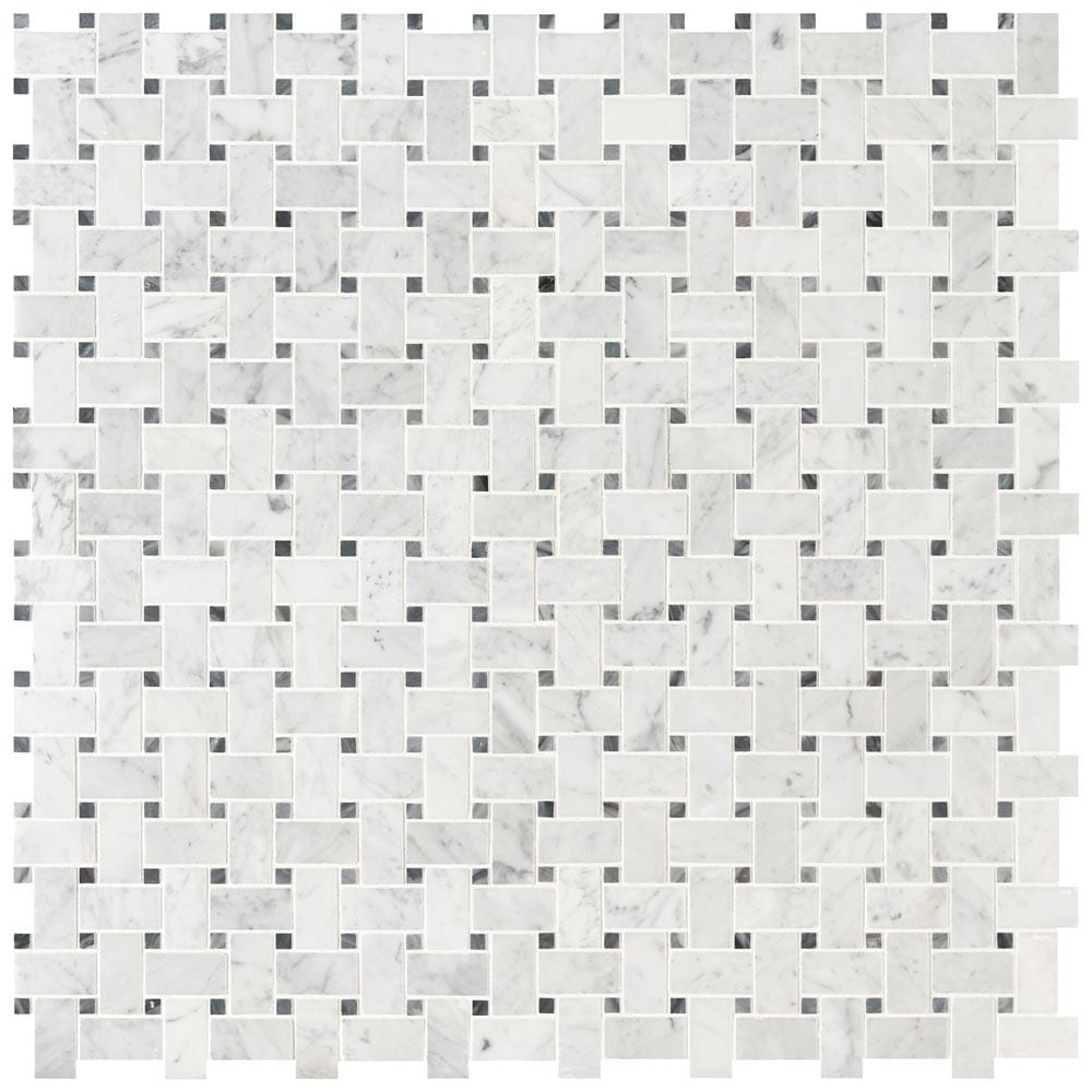 Carrara White Basketweave Pattern 12