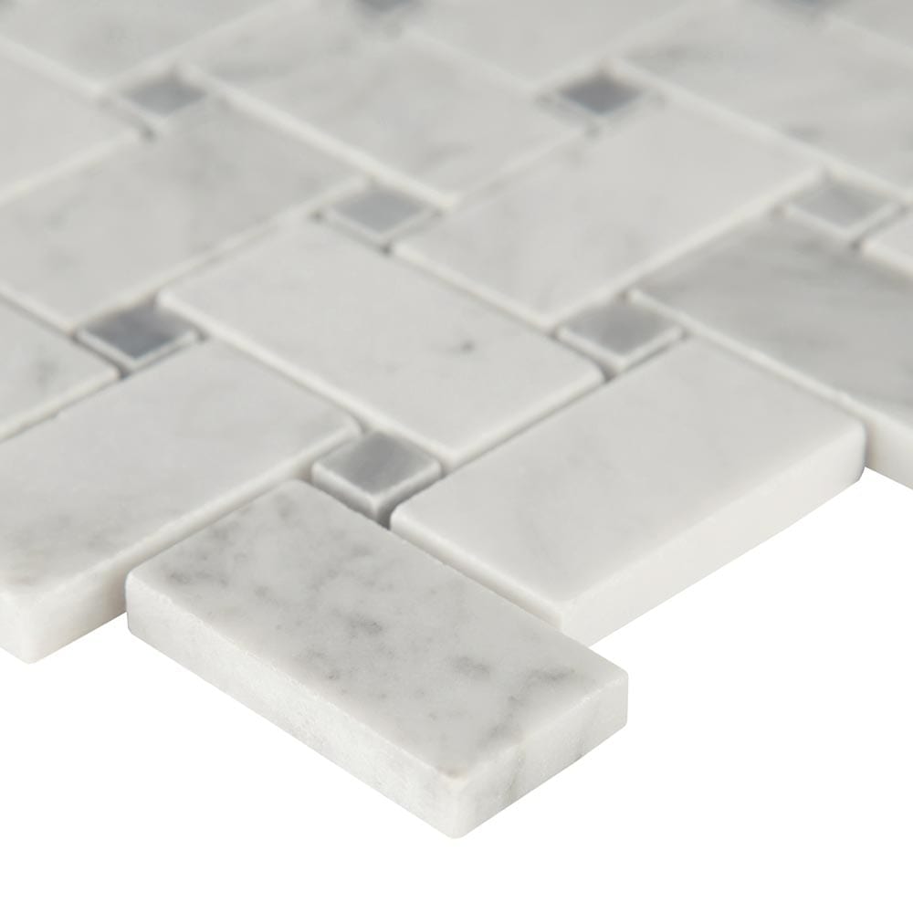 Carrara White Basketweave Pattern 12