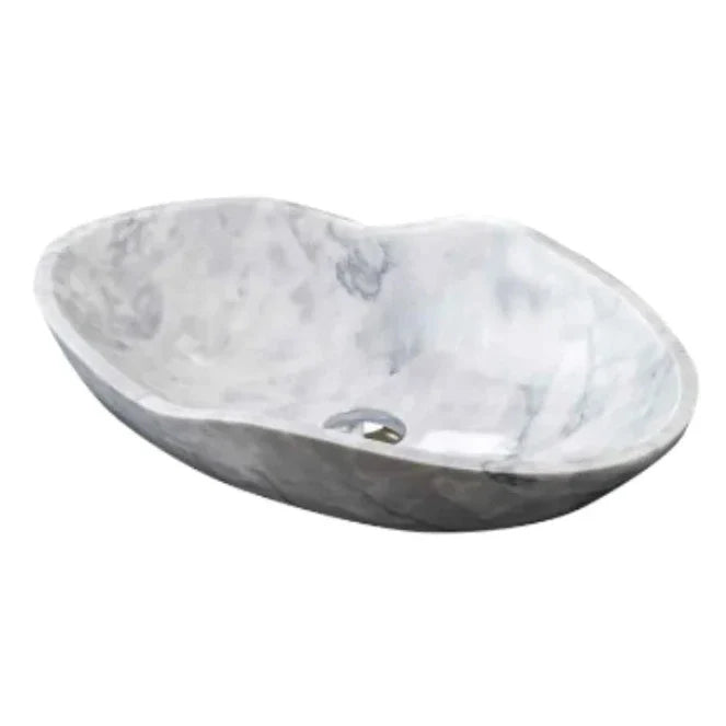 Lavabo de baño con diseño ondulado de mármol blanco de Carrara (largo) 24