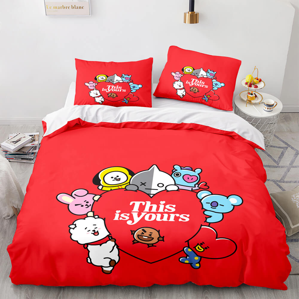 Cartoon BT21 BTS Bedding Set Quilt Duvet Cover Bedding Sets