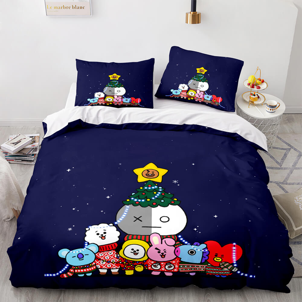 Cartoon BT21 BTS Bedding Set Quilt Duvet Cover Bedding Sets