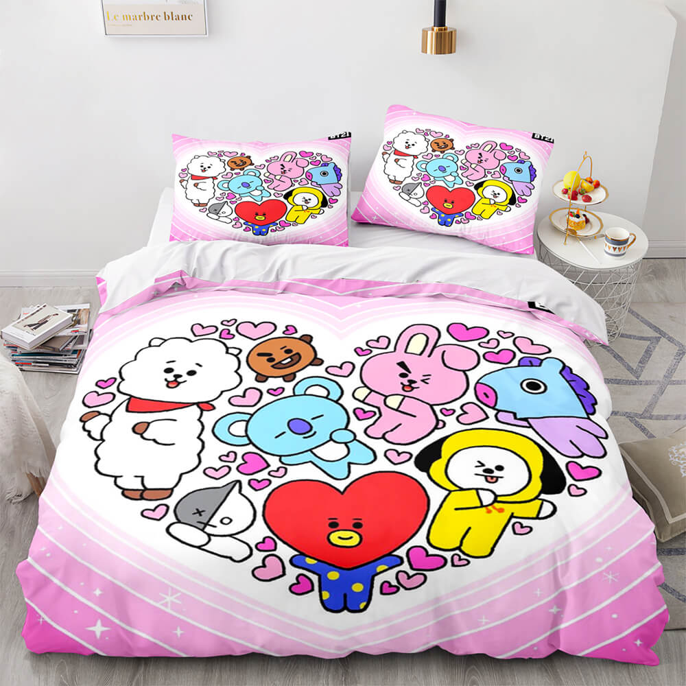 Cartoon BT21 BTS Bedding Set Quilt Duvet Cover Bedding Sets