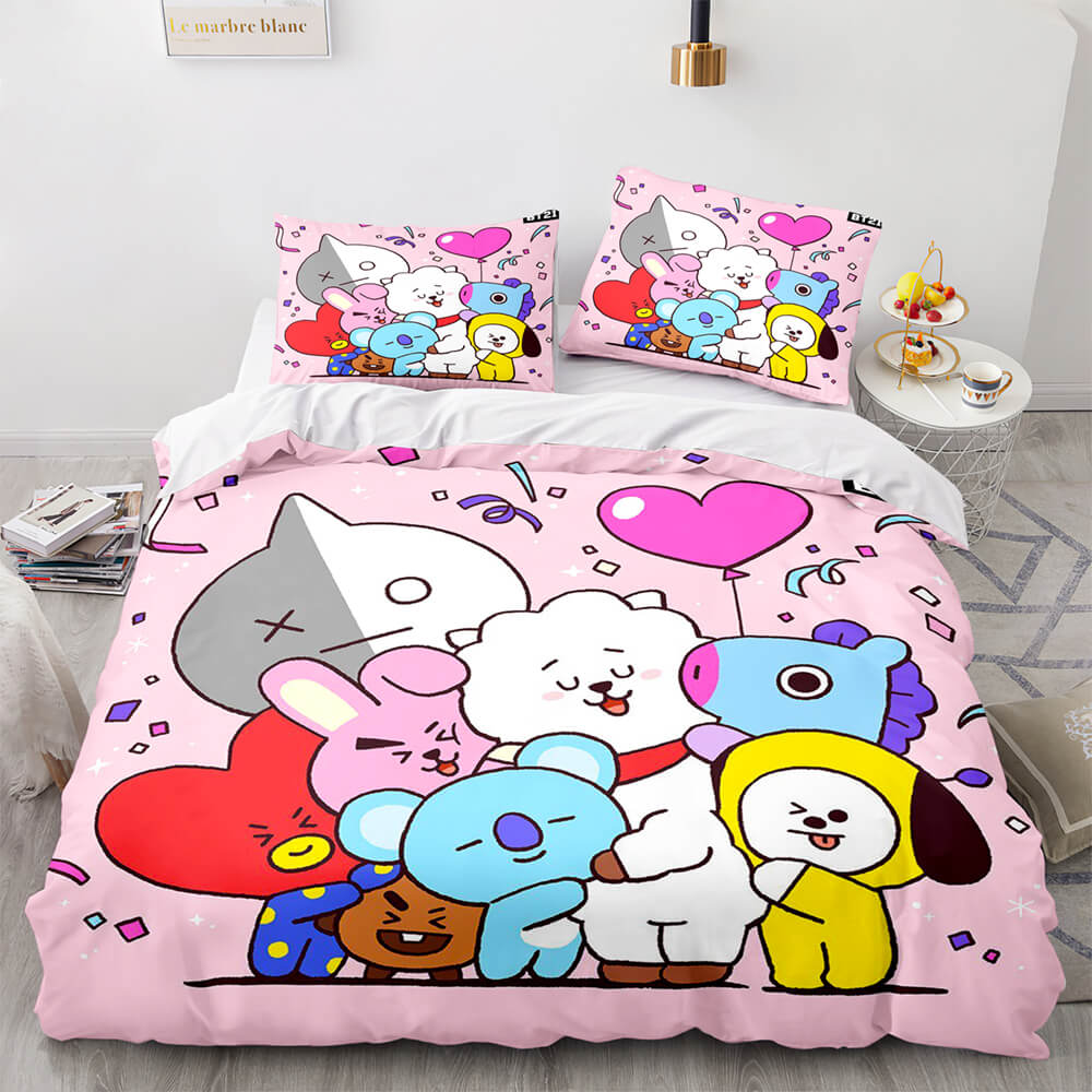 Cartoon BT21 BTS Bedding Set Quilt Duvet Cover Bedding Sets