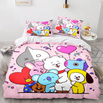 Cartoon BT21 BTS Bedding Set Quilt Duvet Cover Bedding Sets