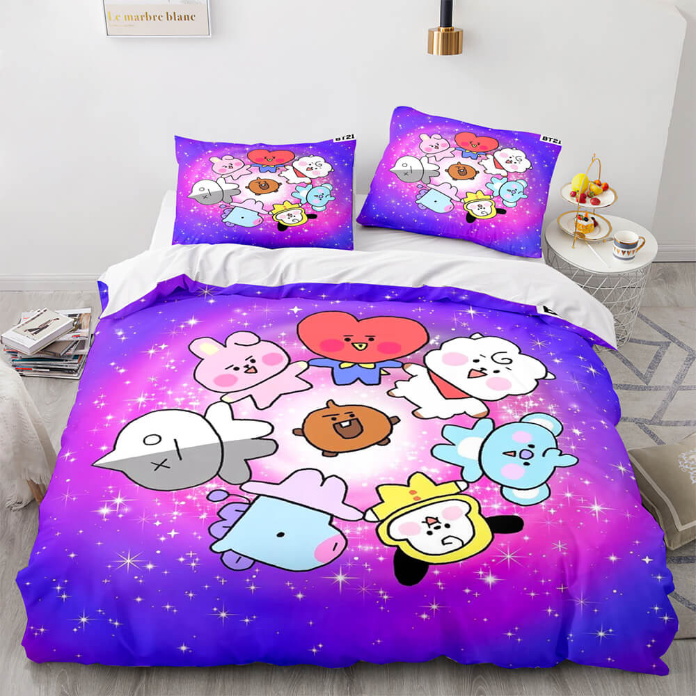 Cartoon BT21 BTS Bedding Set Quilt Duvet Cover Bedding Sets
