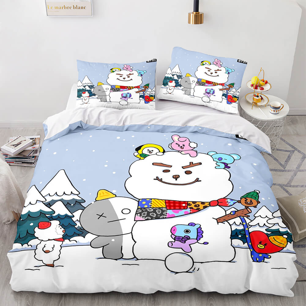 Juego de cama con edredón y funda de edredón con dibujos animados BT21 BTS Butter