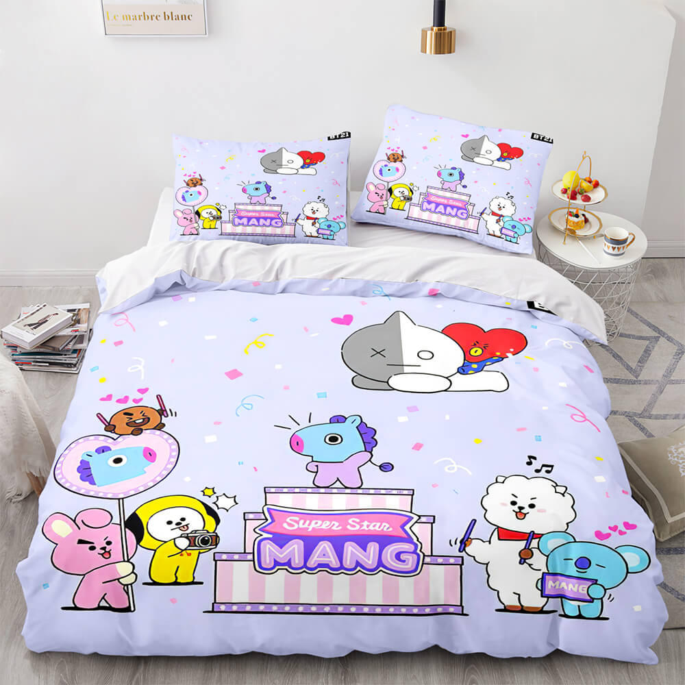 Juego de cama con edredón y funda de edredón con dibujos animados BT21 BTS Butter