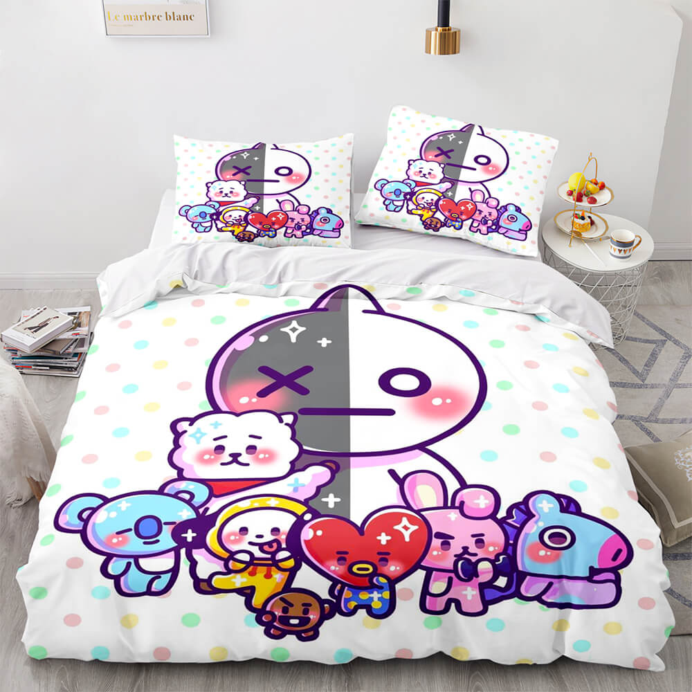 Juego de cama con edredón y funda de edredón con dibujos animados BT21 BTS Butter