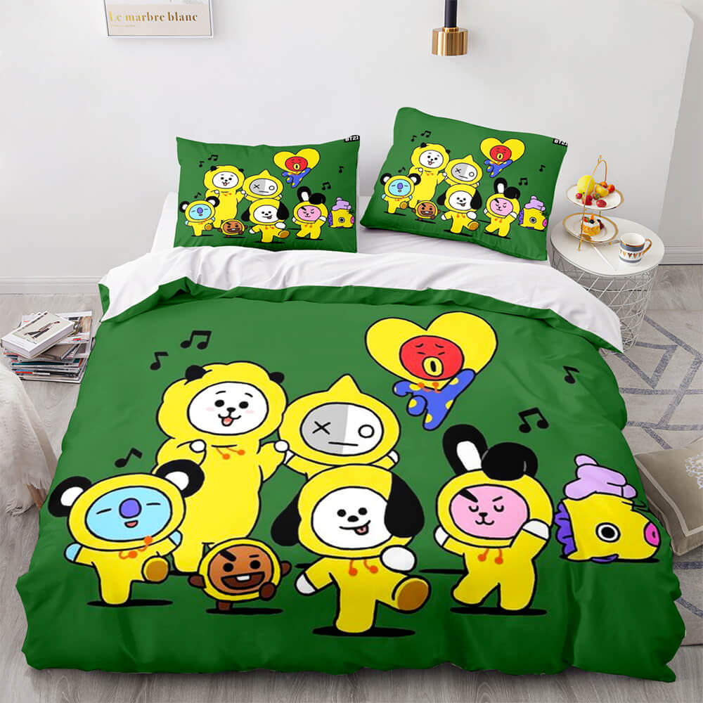 Juego de cama con edredón y funda de edredón con dibujos animados BT21 BTS Butter