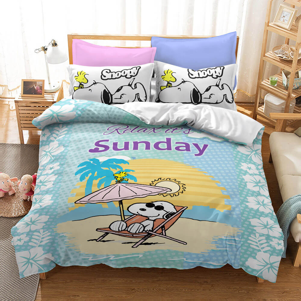 Snoopy Pattern Bedding Set Quilt Duvet Cover Without Filler