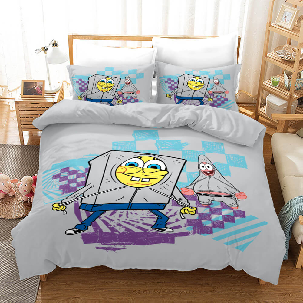 Juego de cama con dibujos animados de Bob Esponja, funda de edredón sin relleno