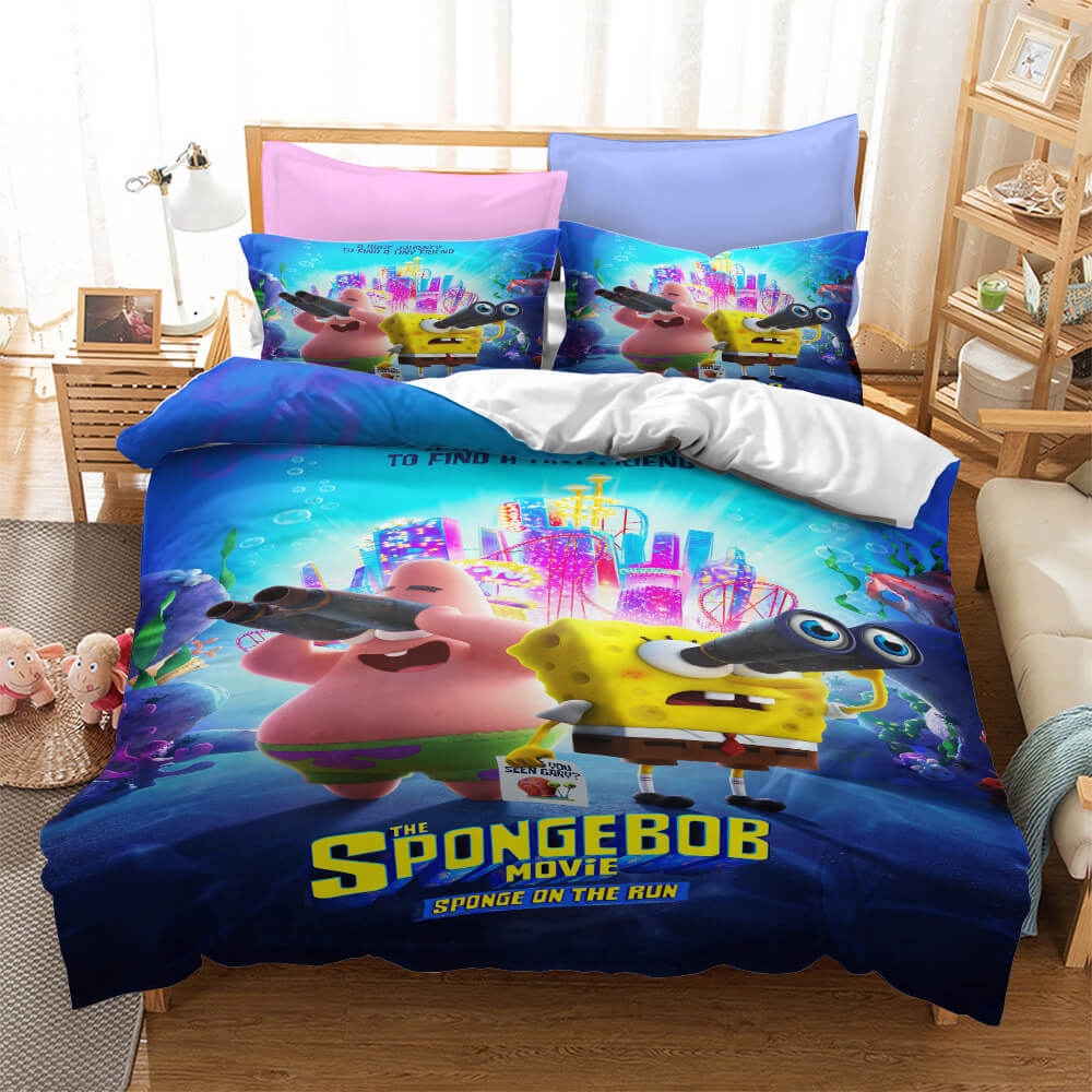 Juego de cama con dibujos animados de Bob Esponja, funda de edredón sin relleno