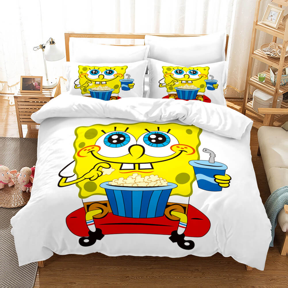 Juego de cama con dibujos animados de Bob Esponja, funda de edredón sin relleno